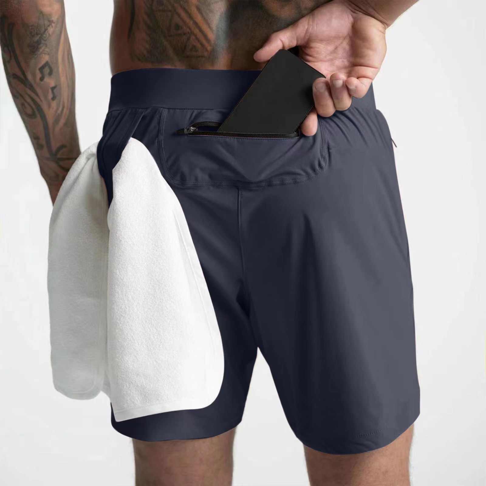 Mens Quick Dry Sports Running Gym Shorts Breathable Custom Training Cargo Shorts with Pockets