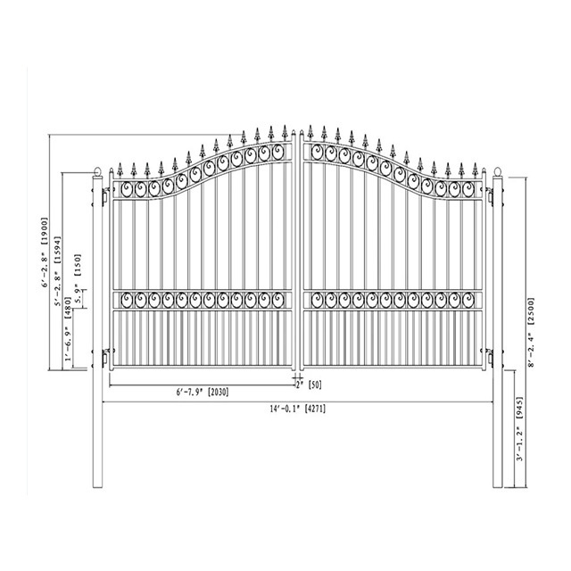 Custom Powder Coated Welded Tubular Picket Fence New Design Main Swing Double Gate Design for Yard House Garden Iron Gate