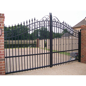 Custom Powder Coated Welded Tubular Picket Fence New Design Main Swing Double Gate Design for Yard House Garden Iron Gate