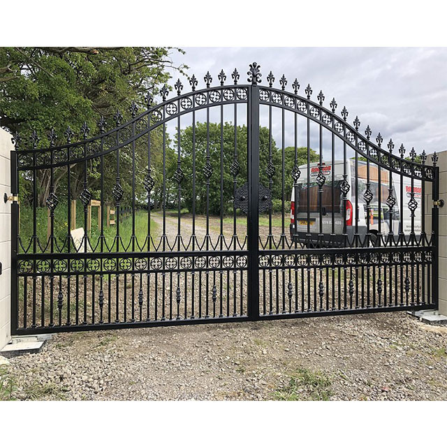 Custom Morden Design Black Powder Coated Stainless Steel Gate Swing Main Double Door Villa High Security Aluminum Gate