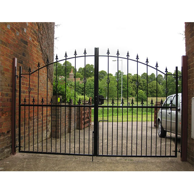 Custom Powder Coated Welded Tubular Picket Fence New Design Main Swing Double Gate Design for Yard House Garden Iron Gate