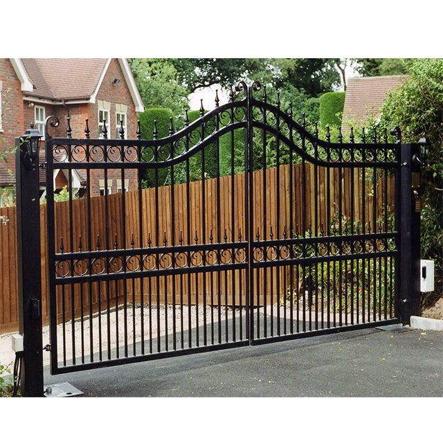 Custom Powder Coated Welded Tubular Picket Fence New Design Main Swing Double Gate Design for Yard House Garden Iron Gate