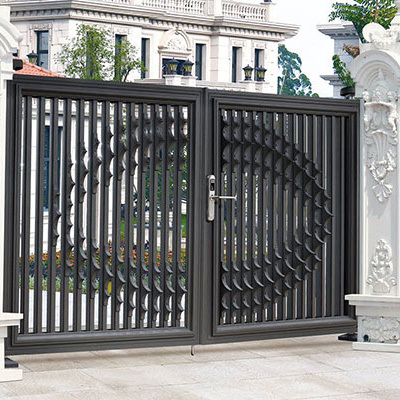 Customized Simple Design Wrought Iron Double Main Gate Outdoor Extension Folding Iron Gate