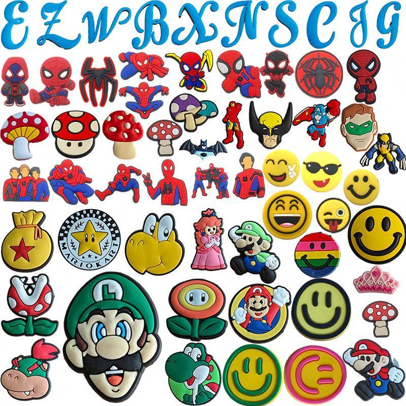 Wholesale Spider Man clog Charms Shoes Decorations Buttons Sandals Shoe Charms Pvc Soft Rubber Shoe Charms