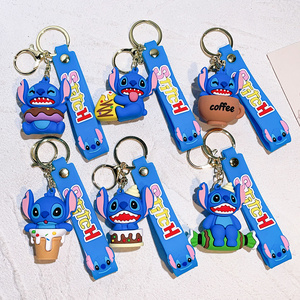 wholesale Stich  pvc Rings Design Keyholders Anime Cartoon Pvc Custom Logo Silicon Key Holder 3D Keychain Rubber Key Chains