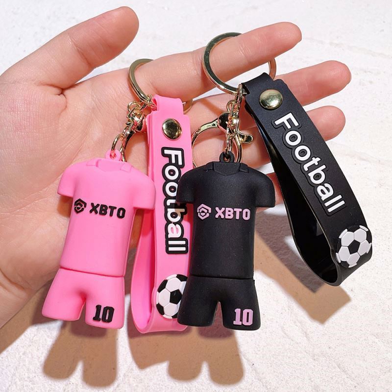 Wholesale Rubber PVC Football strip Keychains Messi Custom Logo With Other KeyChains Accessories Kawaii Custom Logo Keychain