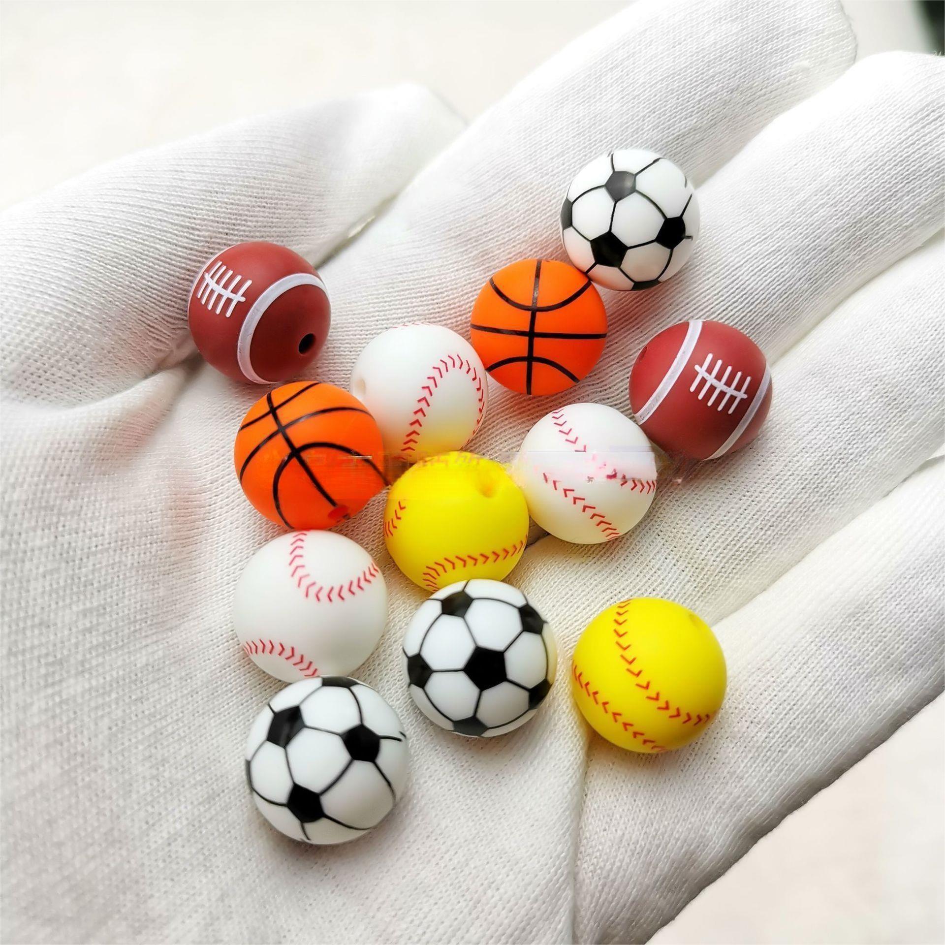 15mm Wholesale Silicone Beads Western Football Team NFL New Sports Team Silicone Team Custom Focal Beads For Pens shoes charms