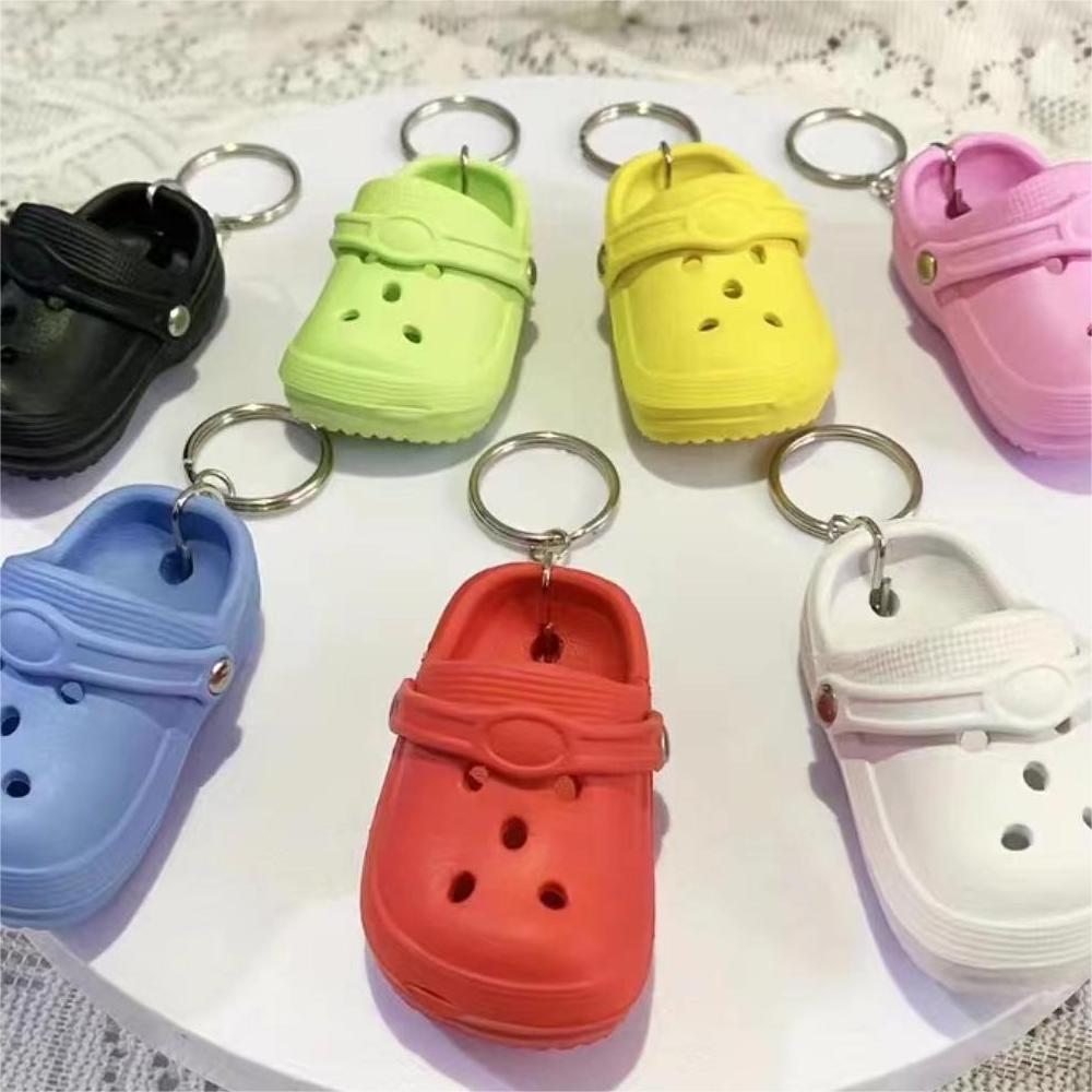 all in stock Cute Mini clog Shoe Keychain wholesale Summer Colorful  Shoes Creative 3D Beach Small Hole Shoes Keychain