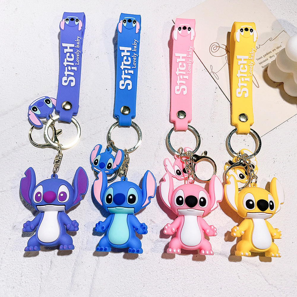 wholesale Stich  pvc Rings Design Keyholders Anime Cartoon Pvc Custom Logo Silicon Key Holder 3D Keychain Rubber Key Chains