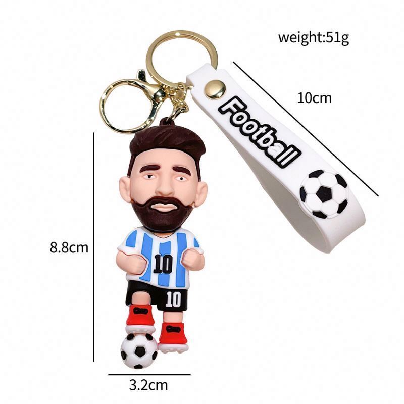 Wholesale Rubber PVC Football strip Keychains Messi Custom Logo With Other KeyChains Accessories Kawaii Custom Logo Keychain