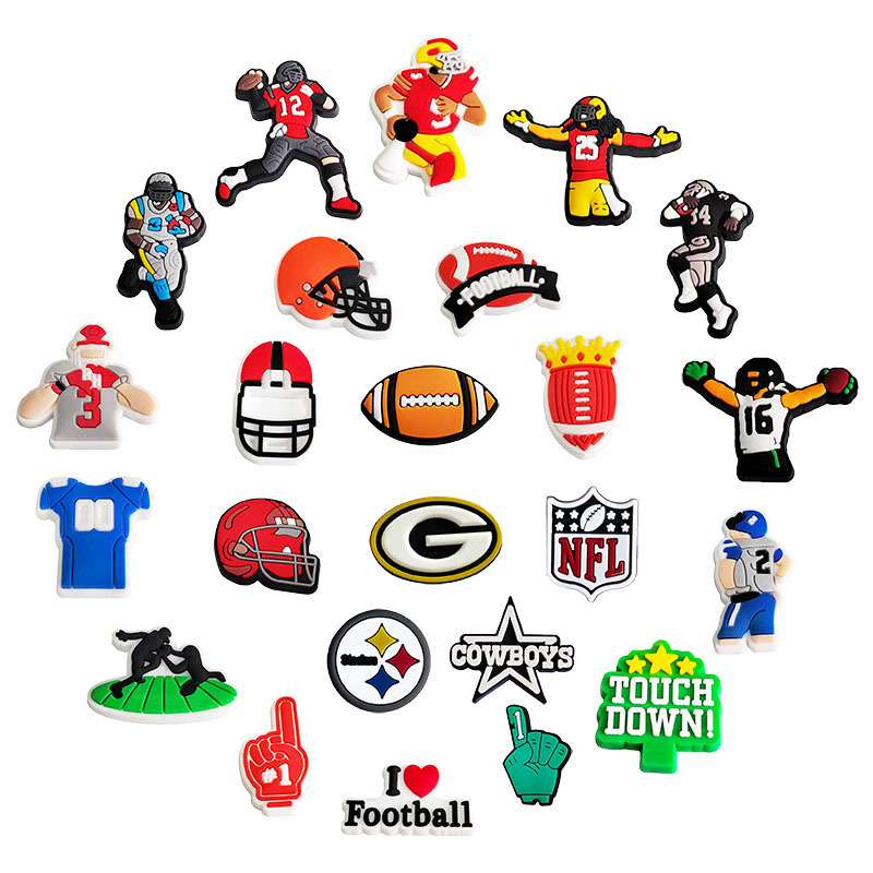 Sports Football team Football club 2024 New Arrival Wholesale PVC Custom Clog basketball soccer sports team logo Shoe clog Charm