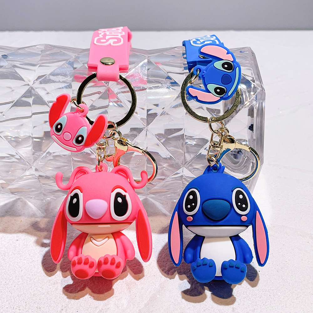 wholesale Stich  pvc Rings Design Keyholders Anime Cartoon Pvc Custom Logo Silicon Key Holder 3D Keychain Rubber Key Chains