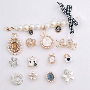 Wholesale clog charm Accessories Crystal Diamond Metal designer clog charms bling chain clog Shoes Charms for Girls Gift