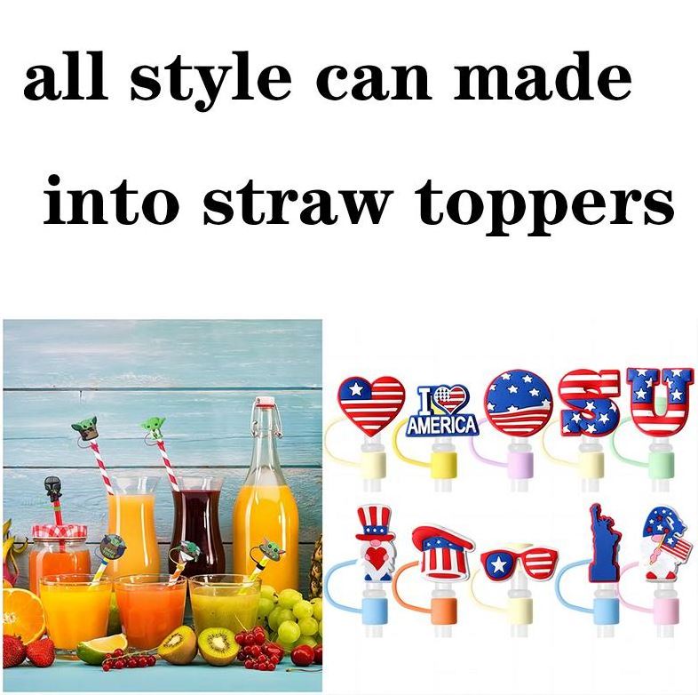 10 mm bar accessories  for tumbers wholesale silicon cartoon cute drinking cover charms claw straw topper clog charms