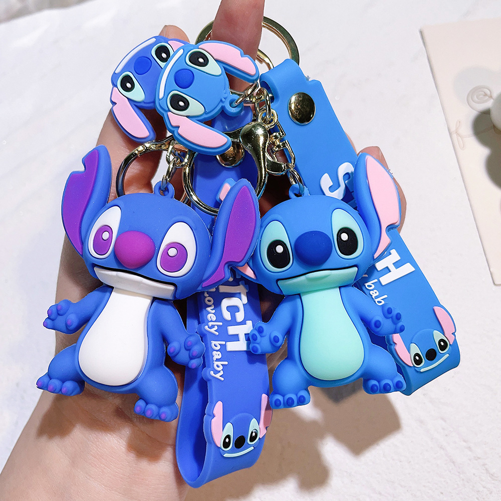 wholesale Stich  pvc Rings Design Keyholders Anime Cartoon Pvc Custom Logo Silicon Key Holder 3D Keychain Rubber Key Chains