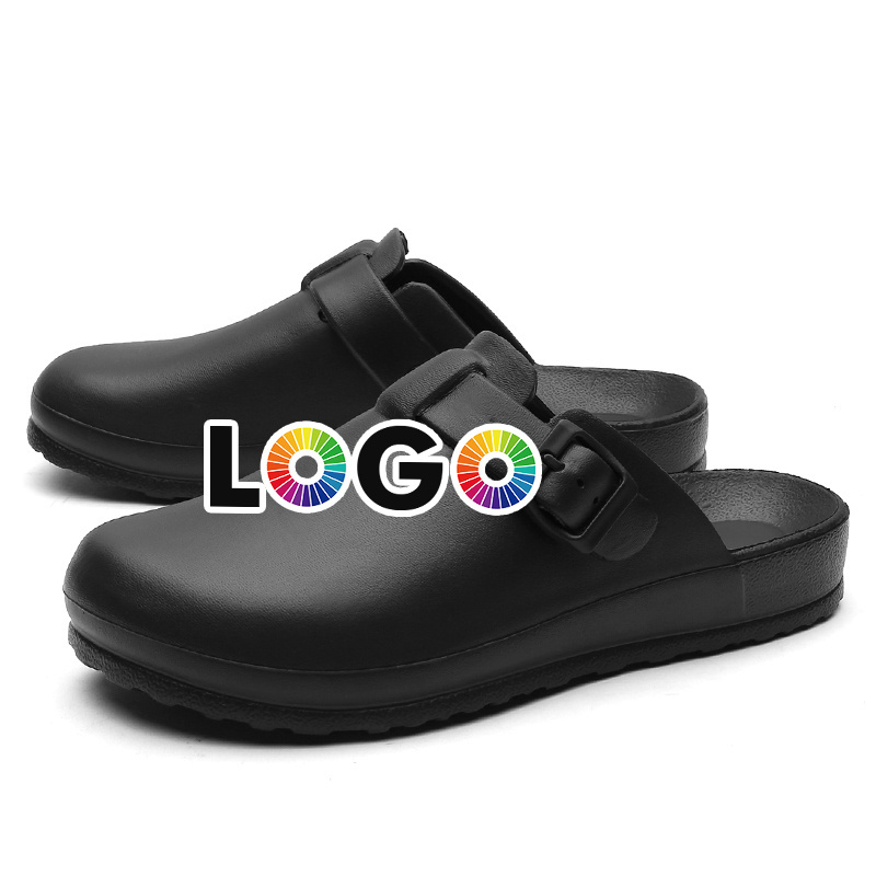 Henghao High Quality Buckle Strap Custom Logo Print Comfy Slides Men Custom Sandals Cheap Slide Shoes Men Half Shoes For Men