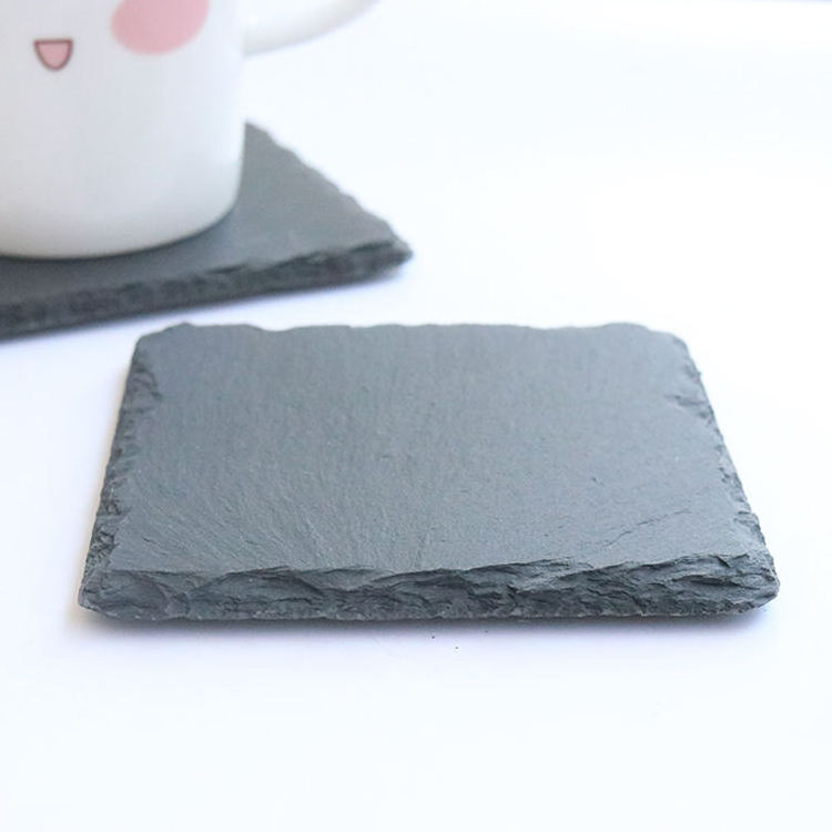 Set of 6 Slate Glass Coasters Small Plates, stone and Cup Coasters, Mini Serving Platter as Table Decoration