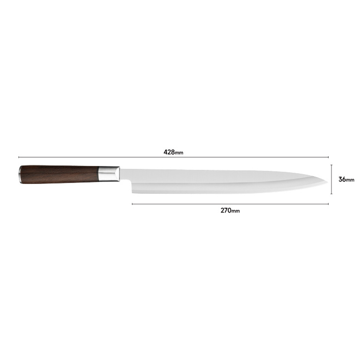 Japanese 270mm Slicing Sashimi Knife 5cr15 Sakimaru Sushi Knives Stainless Steel Sushi Knife With Wenge Wood Handle