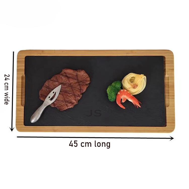 36X24cm Rectangular shape slate bamboo stone cheese plates and Steak plate