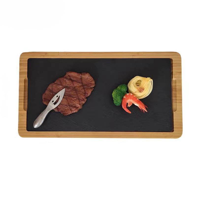 36X24cm Rectangular shape slate bamboo stone cheese plates and Steak plate