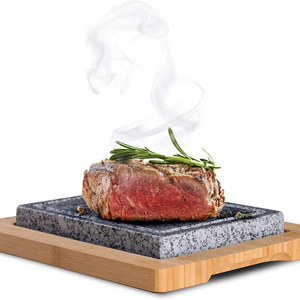 Restaurant Natural Reusable Wood Plate Wholesale,Steak Grill Lava Stone,Steak Plate Cookware Cooking Set