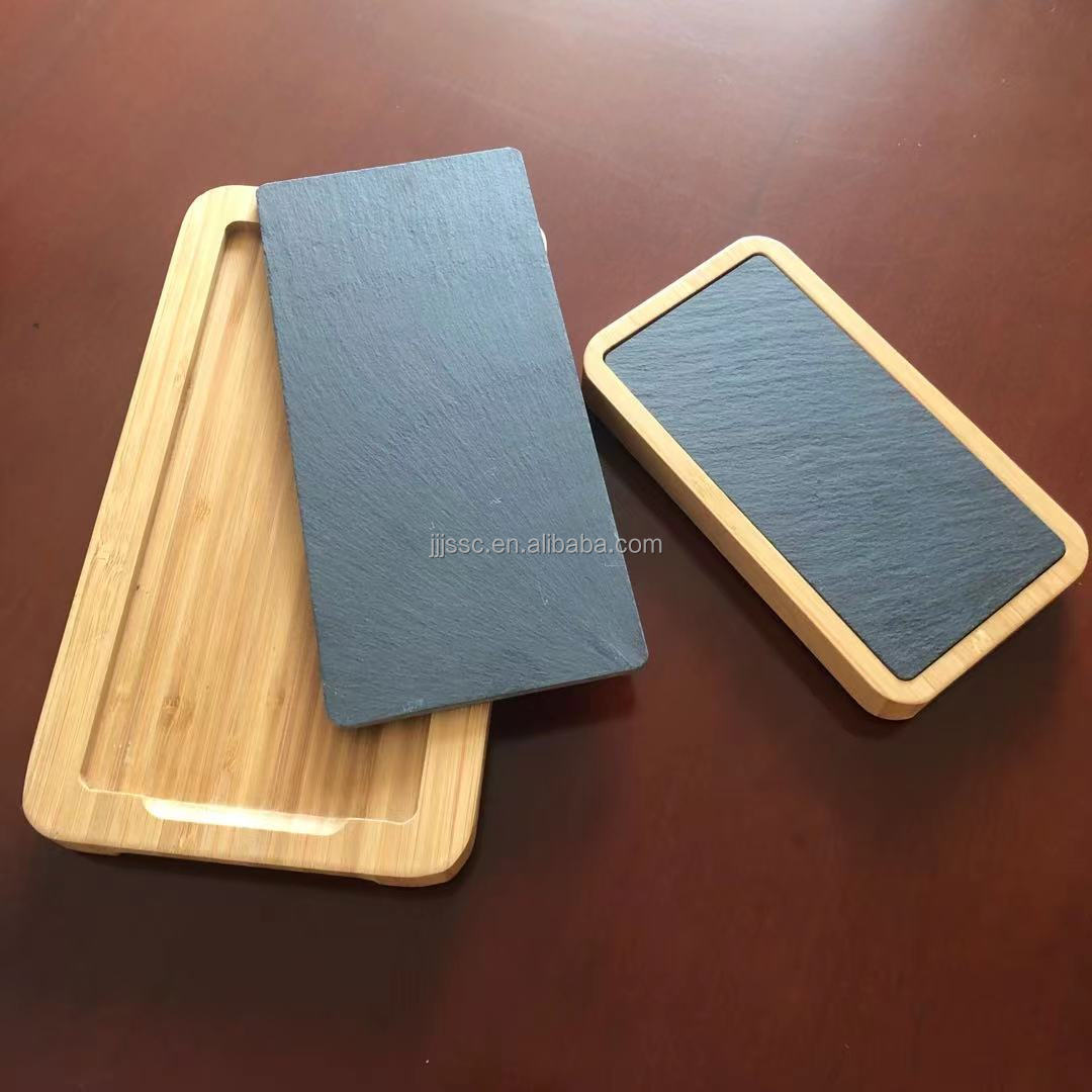 36X24cm Rectangular shape slate bamboo stone cheese plates and Steak plate