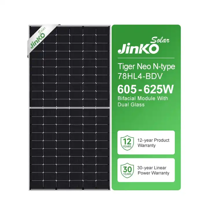 Europe Stock Cheap Price Jinko N type Bifacial Solar Panel 455w 550w 625w 650w Half Cell Mono Modules JKM625N-78HL4-BDV