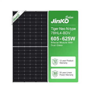 Europe Stock Cheap Price Jinko N type Bifacial Solar Panel 455w 550w 625w 650w Half Cell Mono Modules JKM625N-78HL4-BDV