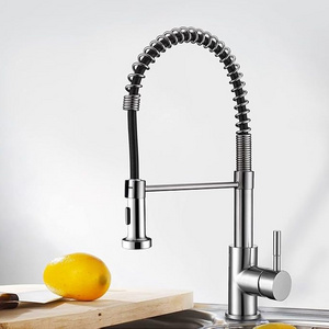 Polished gold kitchen faucet with pull-down spray kitchen sink faucet single handle spring swan neck faucet high arc single hole