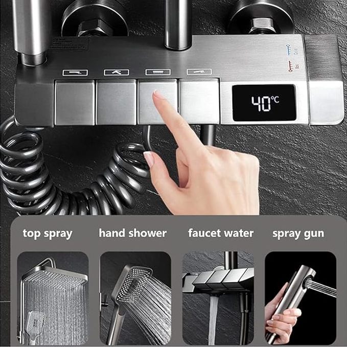 Piano button/Piano filtered shower head  SY1W Shower Faucet Set 3 Triple Function Rain bathroom Waterfall Shower Set System