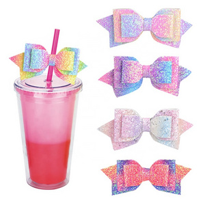 Water Bottle Decoration Glitter Bow 8mm Mold Straw Toppers Cute Bows Straw Topper For Metal Glass Plastic 8mm Straw