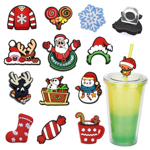 Silicone Straw Topper Christmas Drinking Straw Topper Charms For Christmas Straw Topper