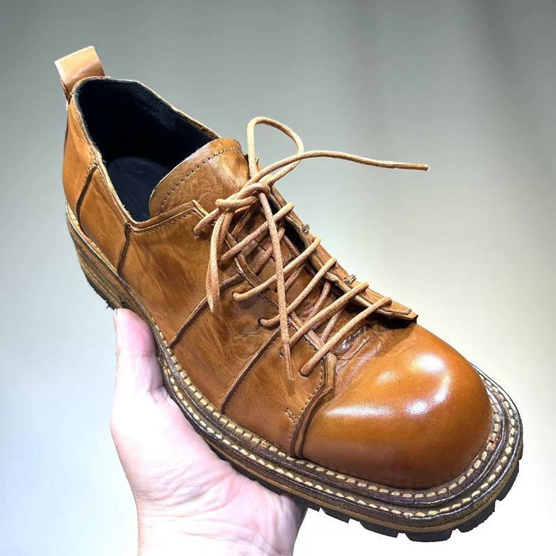 Goodyear's New Men's Shoes Thick Soles Increased Height Trendy Men's Low-Top Shoes Genuine Leather Horse Shoes For Men