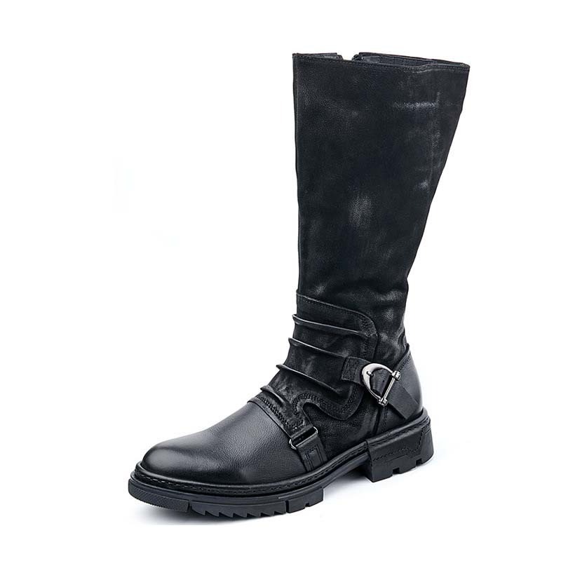 Hot Selling Fashion Mens Belt Buckle Riding Leather Boots High Boots For Mens