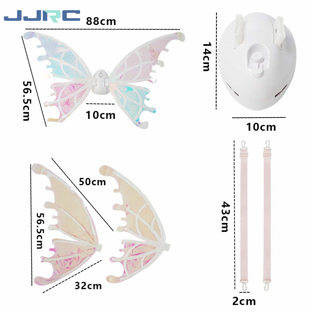 JJRC 2024 Role Play Simulated Butterfly Swing Moving Flashing Musical Girls Dress Up Electric Led Fairy Wing Toy For Kid