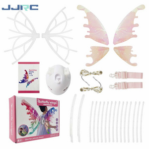 JJRC 2024 Role Play Simulated Butterfly Swing Moving Flashing Musical Girls Dress Up Electric Led Fairy Wing Toy For Kid