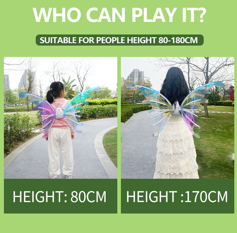 JJRC 2024 Role Play Simulated Butterfly Swing Moving Flashing Musical Girls Dress Up Electric Led Fairy Wing Toy For Kid