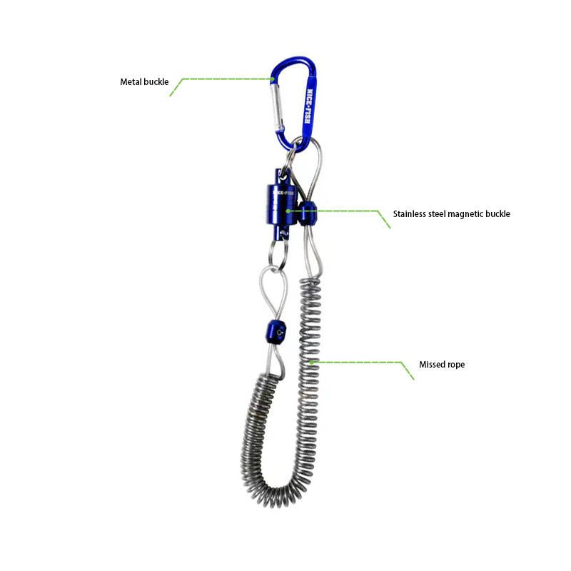 Heavy Duty Multicolor Fishing Strongest Magnetic Net Release Magnet Clip Holder Retractor with Coiled Lanyard