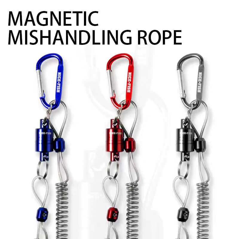 Heavy Duty Multicolor Fishing Strongest Magnetic Net Release Magnet Clip Holder Retractor with Coiled Lanyard