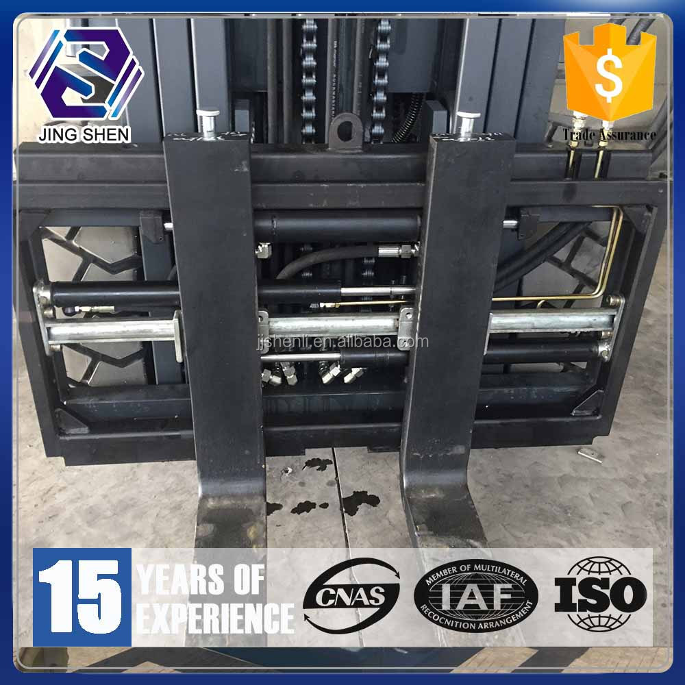 Forklift attachment fork positioner with side shift