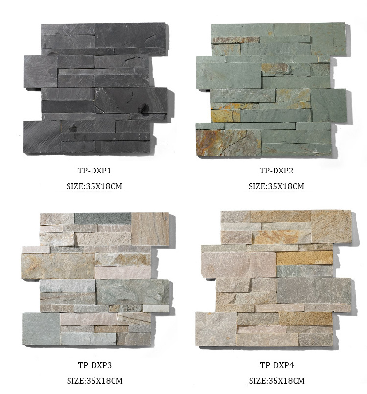 Natural slate rust colored stone slab Z-shaped cultural slate exterior wall tile Used as a villa background wall