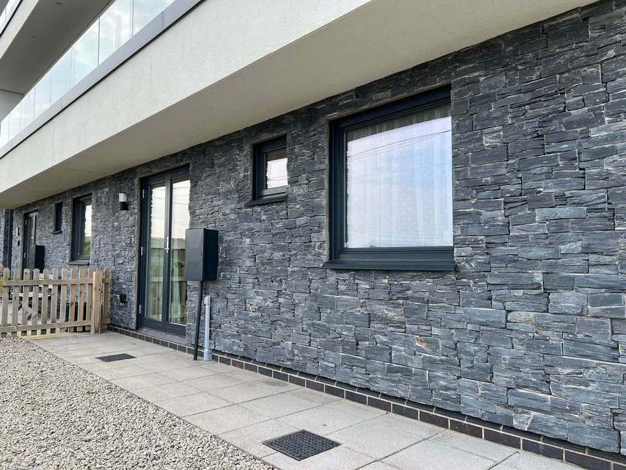 exterior Natural dark grey 55x20cm slate culture cladding stone tile for outdoor wall garden decorative wall stone