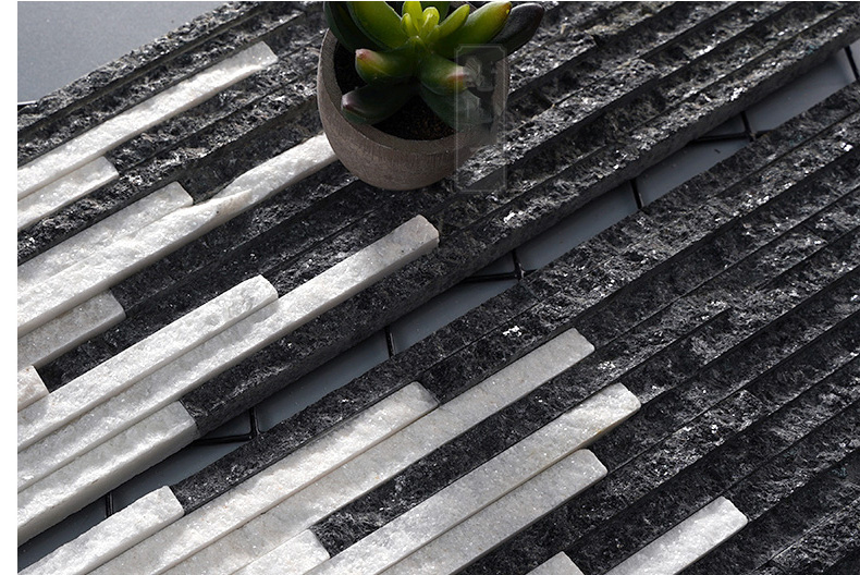 China wholesale stack Black and white granite cultural stone wall cladding  deco stone panel wall tile