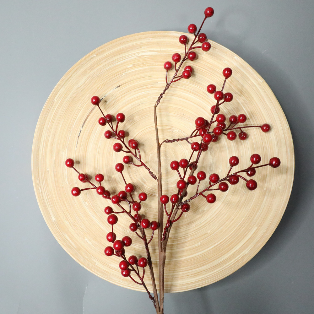 Artificial Red Berries Simulation Berries Pine Branch Holly Berry Stems For Home Christmas Decor