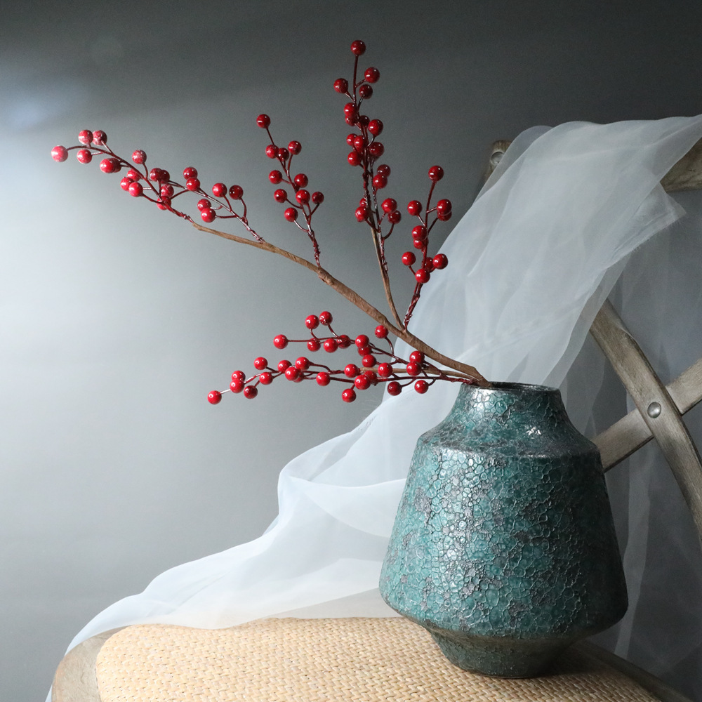 Artificial Red Berries Simulation Berries Pine Branch Holly Berry Stems For Home Christmas Decor