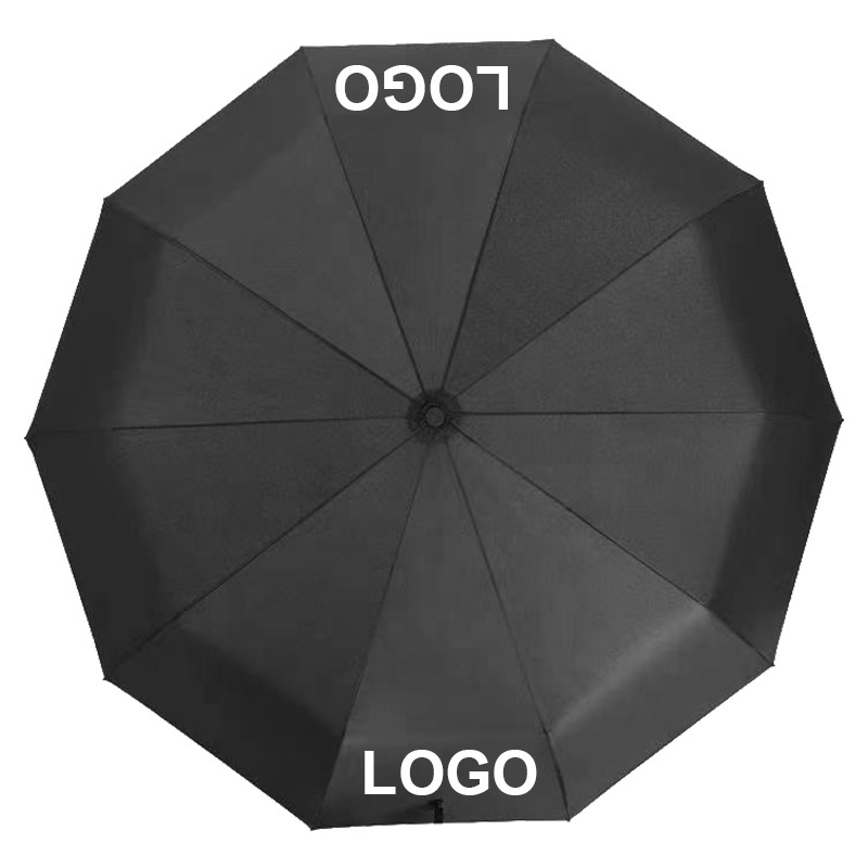 21 Inch 10 K 3 Folding Black Umbrella Manual Open Sunny Rainy Umbrella For Daily use Parasol customization Pattern