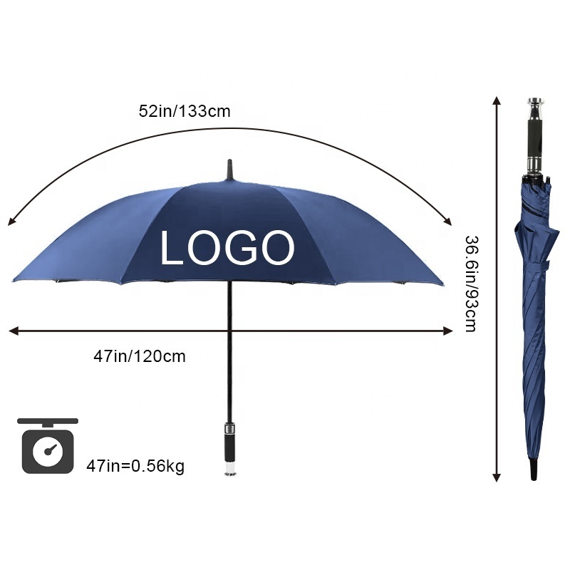 Custom Golf Umbrella Logo 26 inch Windproof 8 Rib high quality automatic Straight umbrella