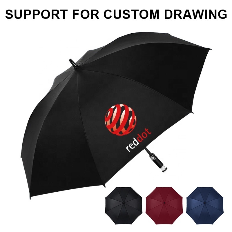 Custom Logo High Quality 8 Ribs Sunny Dual-use Umbrella Windproof Golf Type Straight Umbrella 27 inches