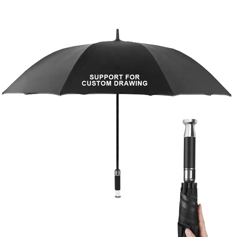 Custom Logo High Quality 8 Ribs Sunny Dual-use Umbrella Windproof Golf Type Straight Umbrella 27 inches