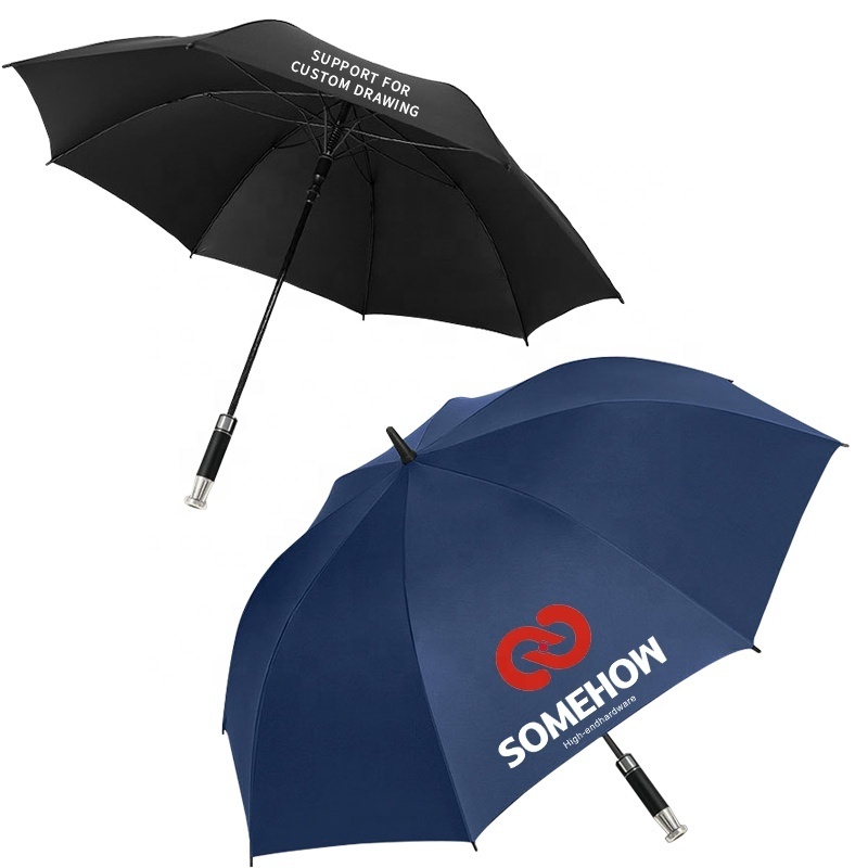 Custom Logo High Quality 8 Ribs Sunny Dual-use Umbrella Windproof Golf Type Straight Umbrella 27 inches